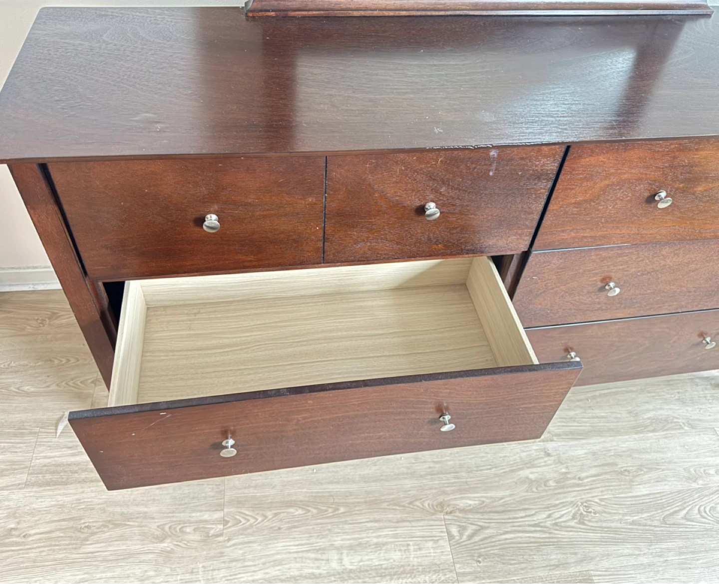 Dark Wood Dresser with Mirror - photo 2