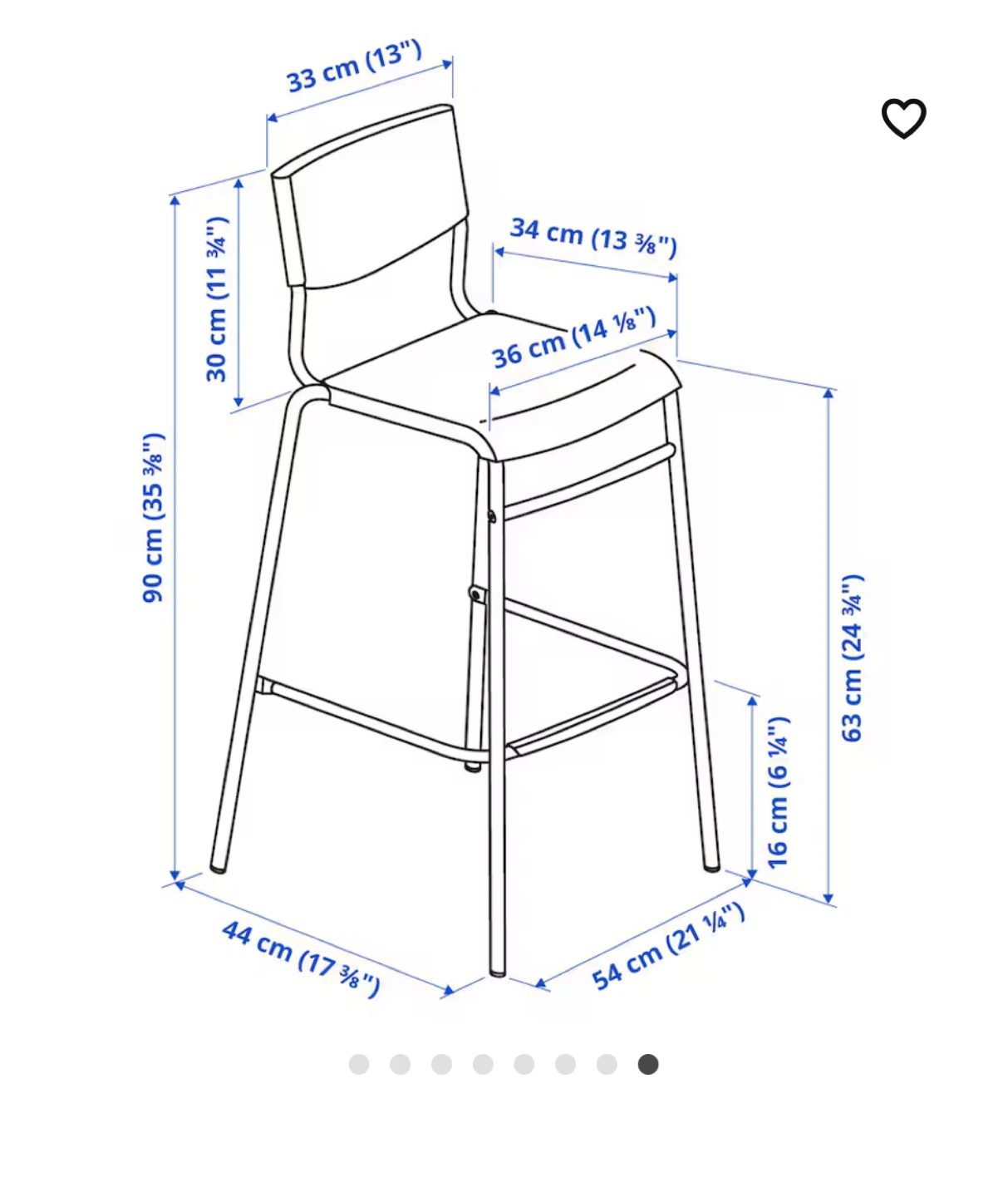 IKEA STIG Bar Stool with Backrest - Black - photo 3