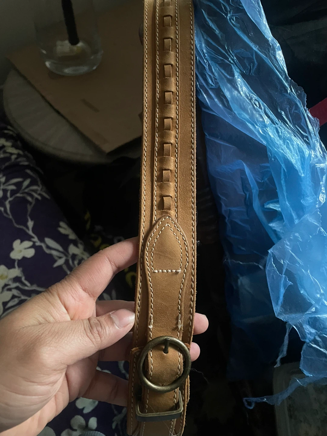 Tan Leather Belt with Buckle