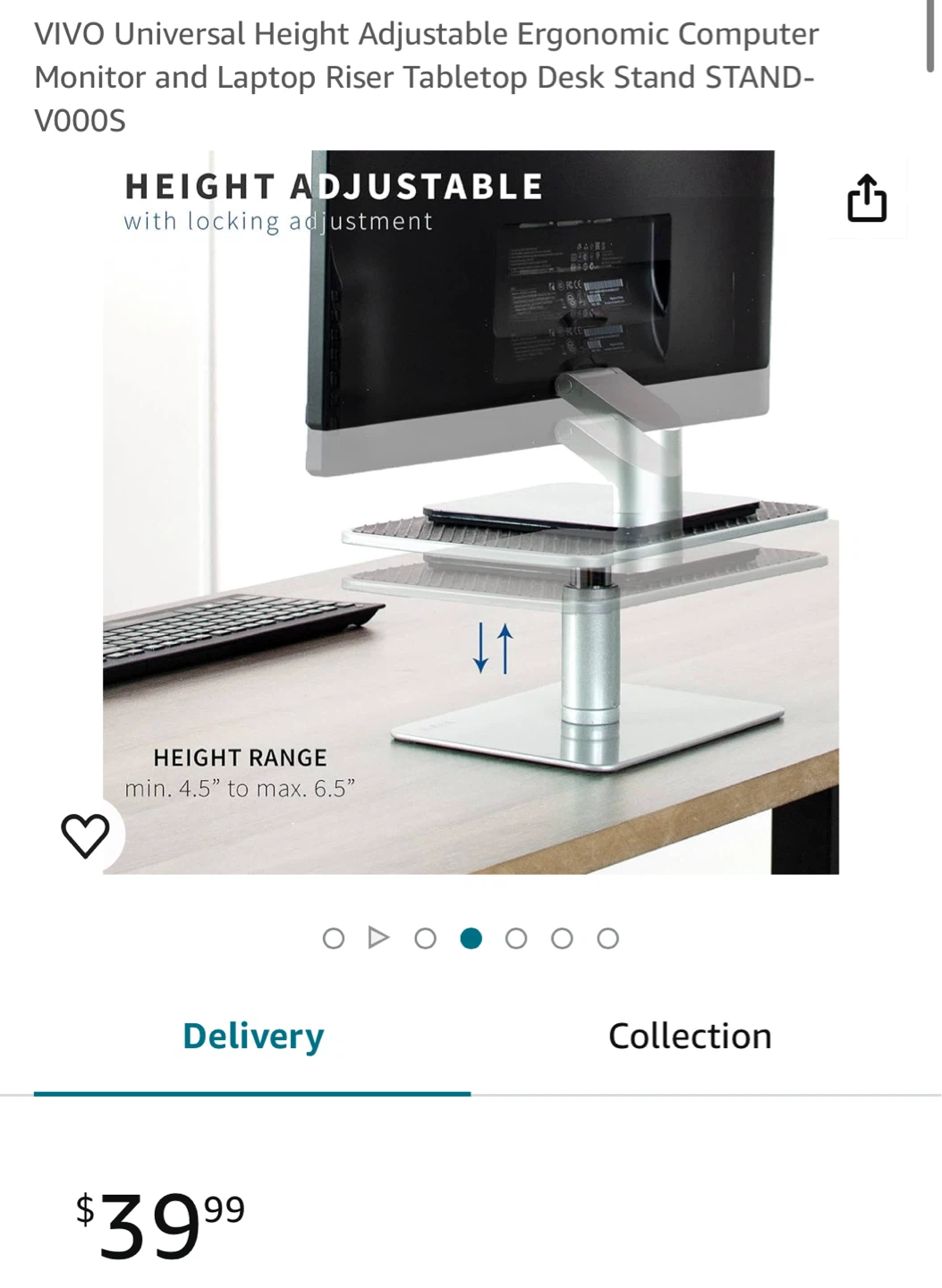 VIVO Adjustable Monitor Riser Stand - photo 3