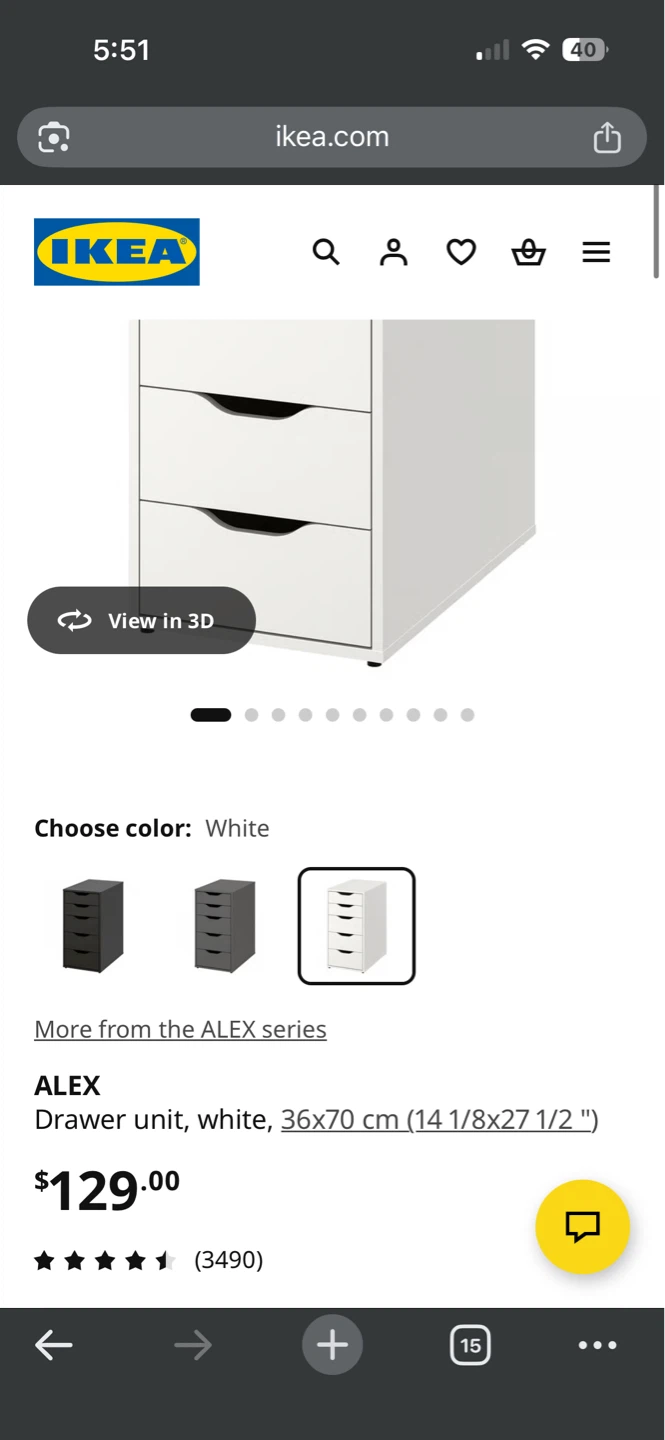 IKEA ALEX Drawer Unit - White 36x70 cm - photo 2