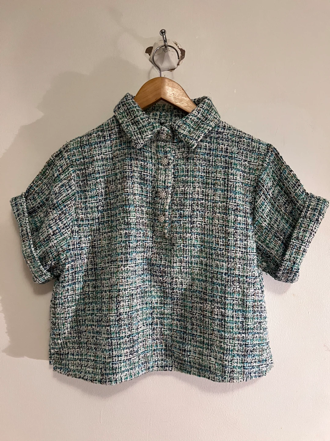 ZARA Tweed Cropped Shirt Size XS - photo 2