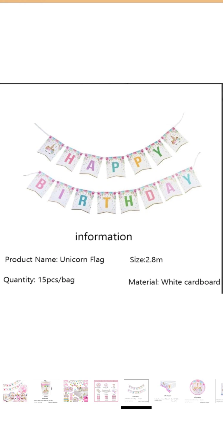 Unicorn Birthday Party Supplies Set - 16 Guests - photo 3