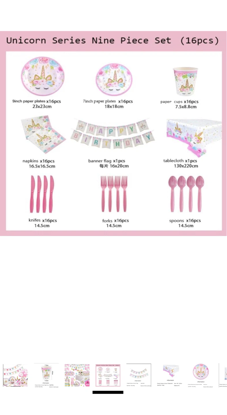 Unicorn Birthday Party Supplies Set - 16 Guests - photo 4