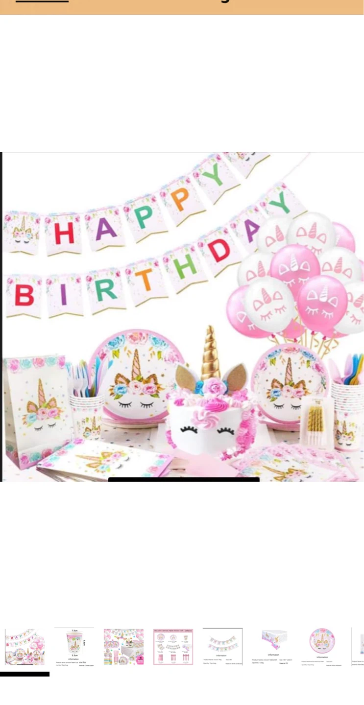 Unicorn Birthday Party Supplies Set - 16 Guests - photo 2