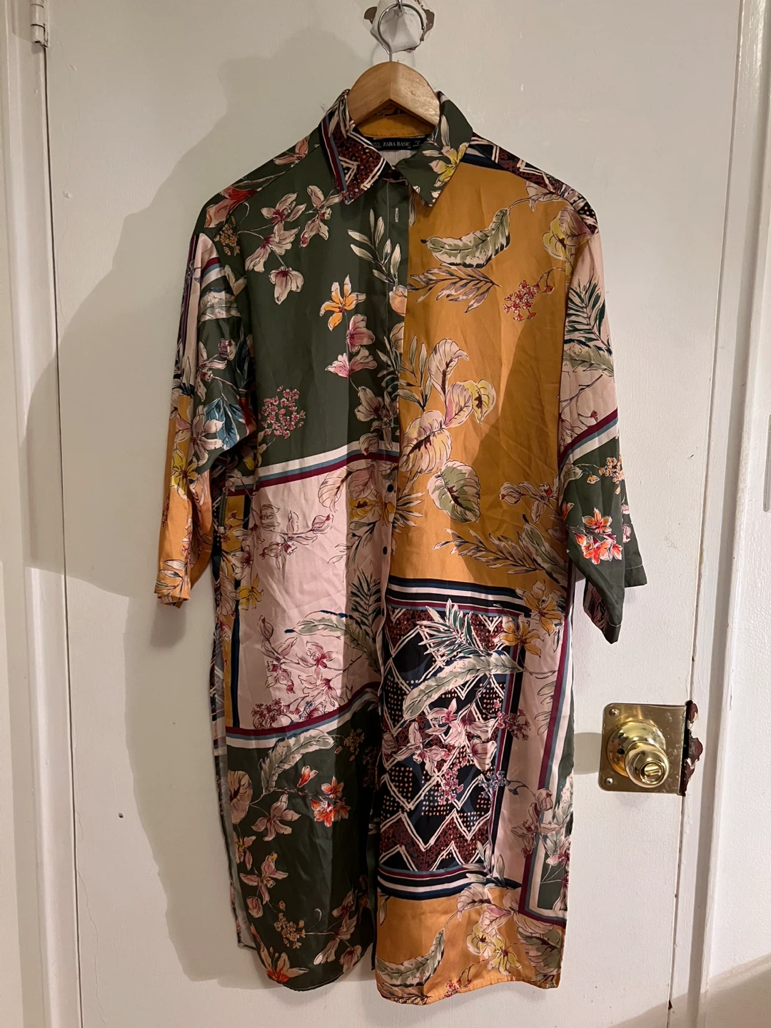 Zara Floral Print Oversized Shirt Dress - Size XS
