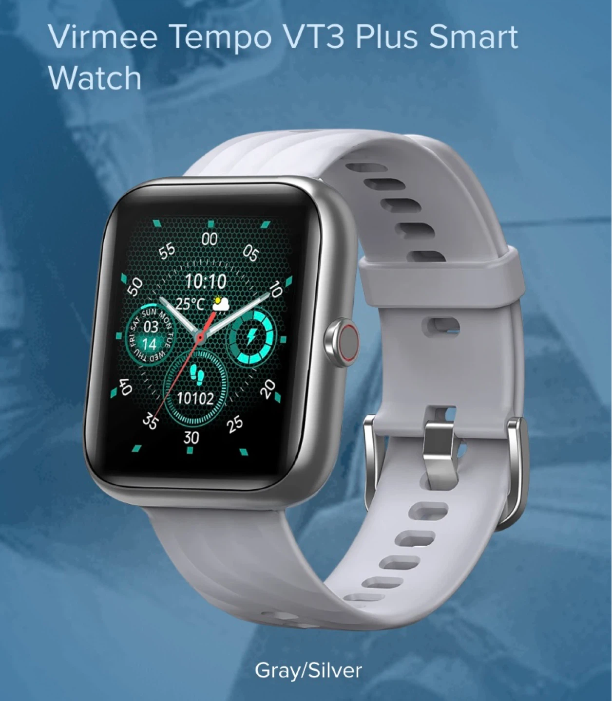 Virmee Tempo VT3 Plus Smart Watch - Gray/Silver