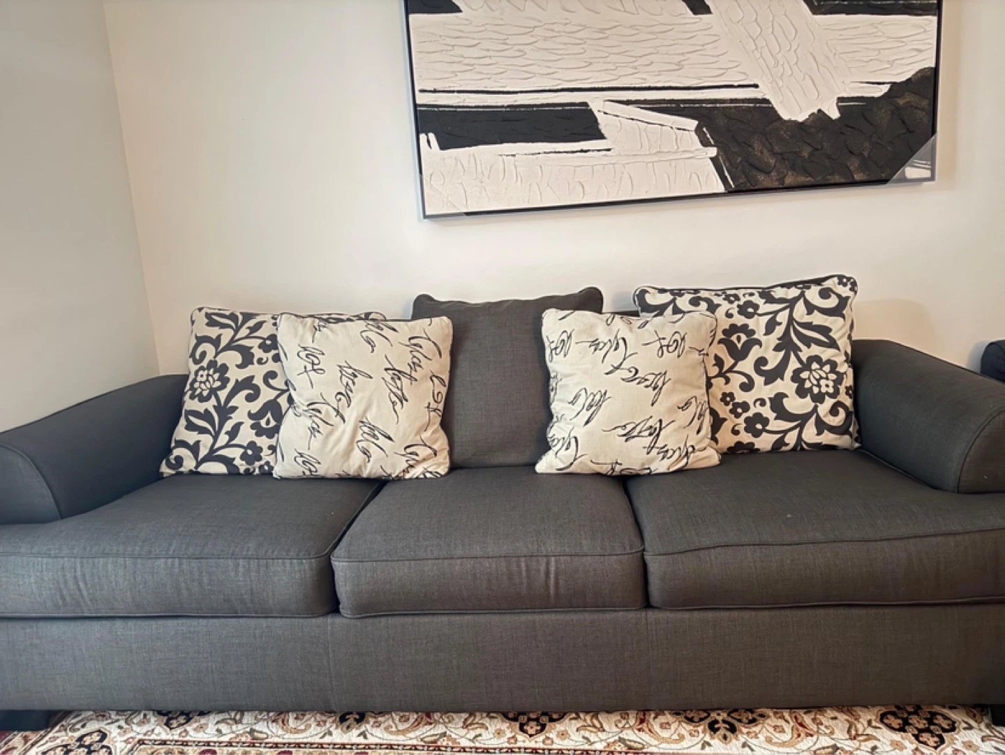 Grey Sofa with Pillows