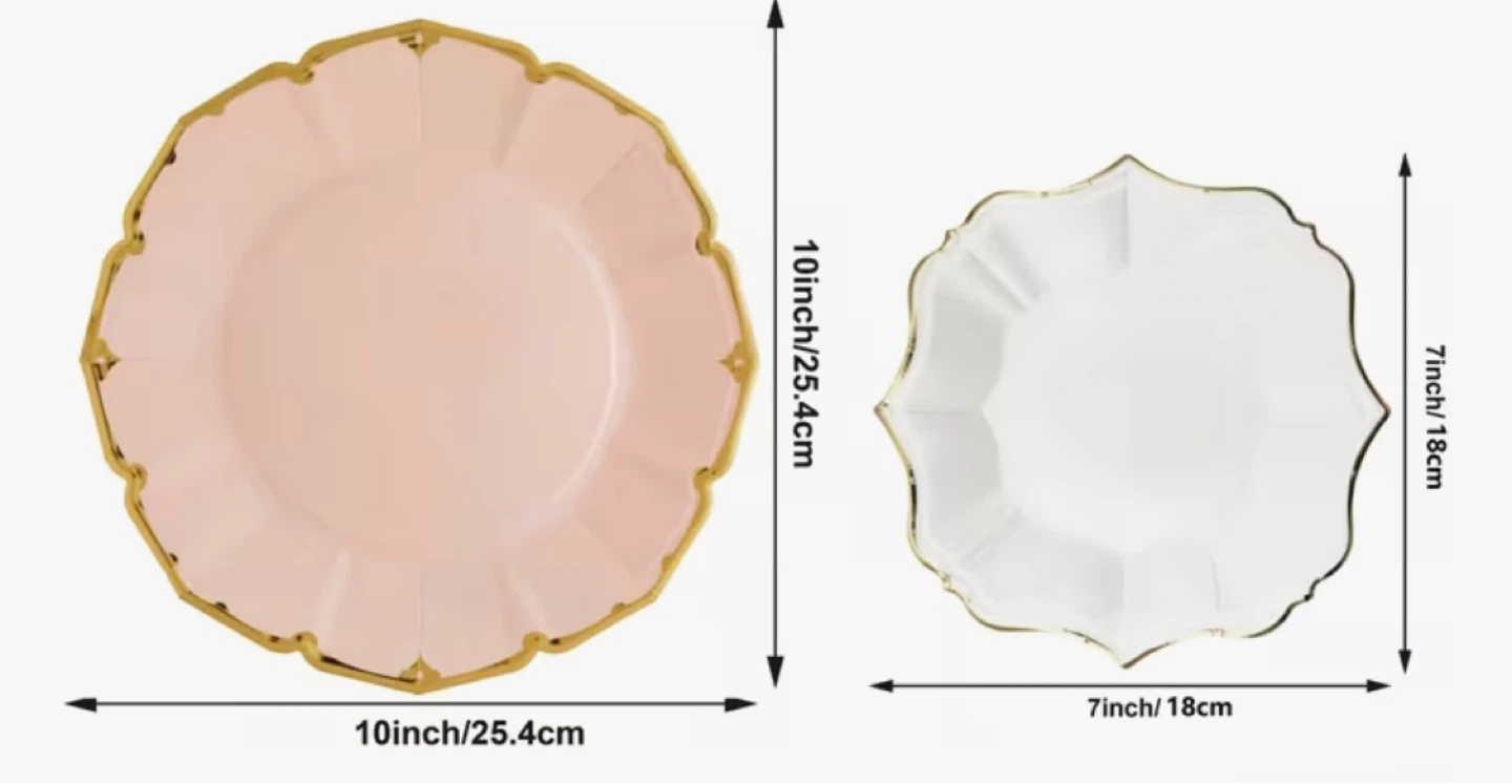 Party Plates - Pink and White with Gold Trim - photo 2