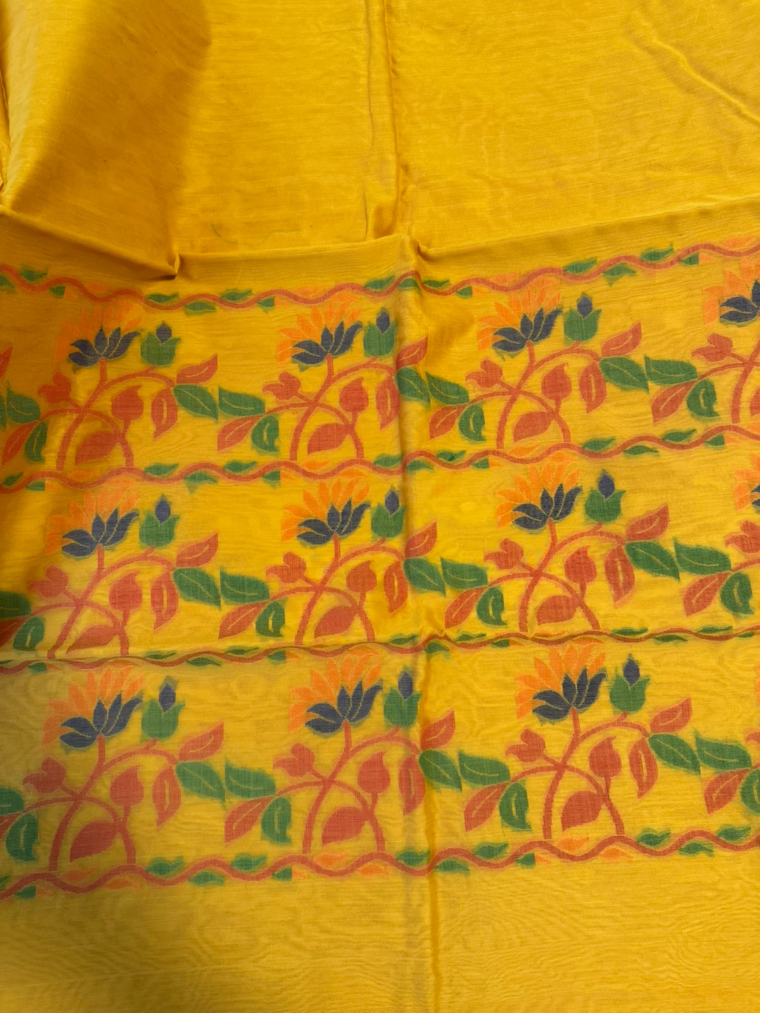Yellow saareee with Floral Border - photo 4