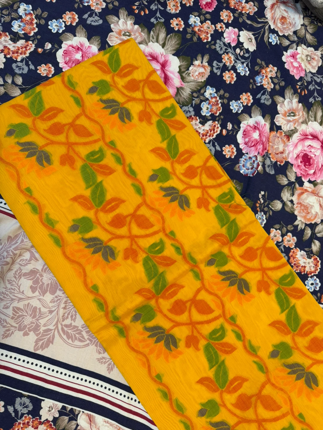 Yellow saareee with Floral Border - photo 5