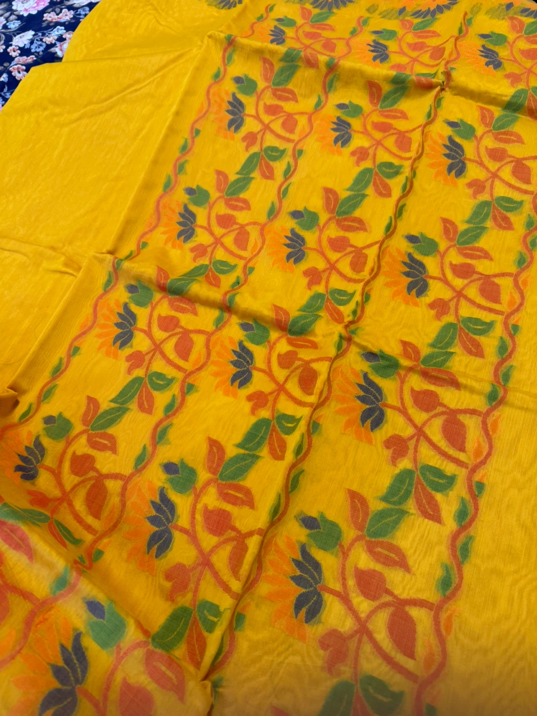 Yellow saareee with Floral Border - photo 3