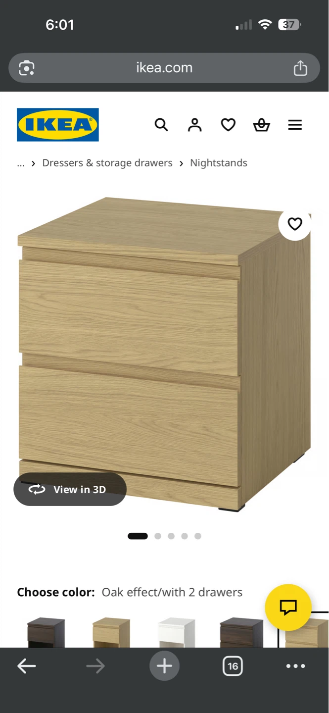 IKEA STORKLINTA 2-Drawer Chest Oak Effect