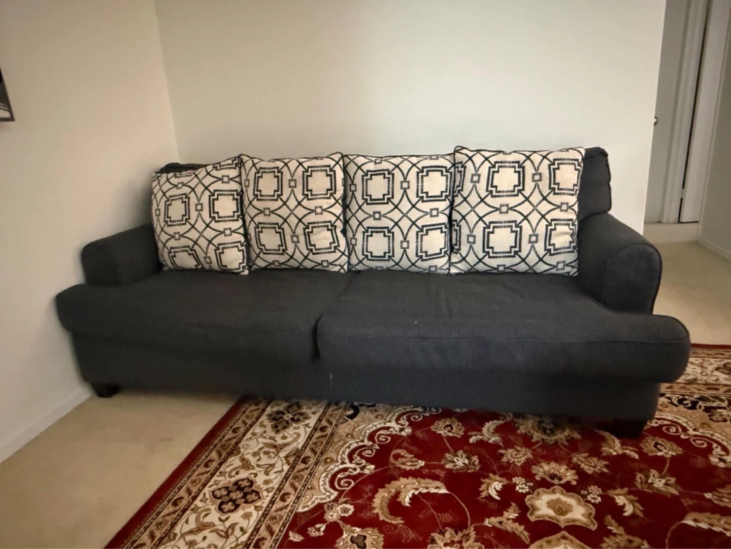 Dark Grey Sofa with Decorative Pillows - photo 2