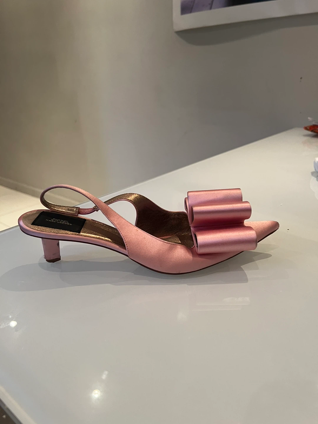 Marc Jacobs Pink Satin Bow Slingback Heels - photo 3