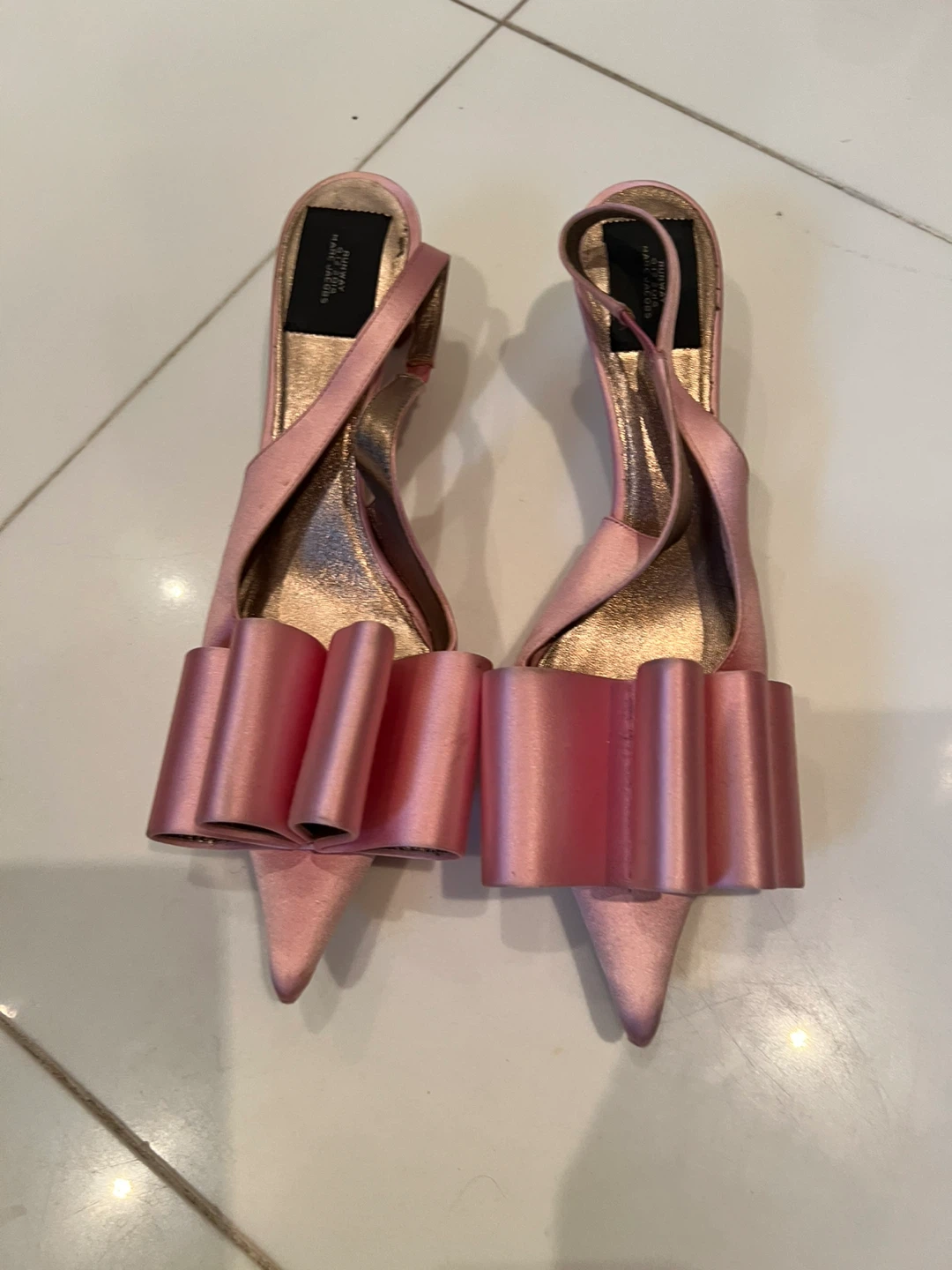 Marc Jacobs Pink Satin Bow Slingback Heels