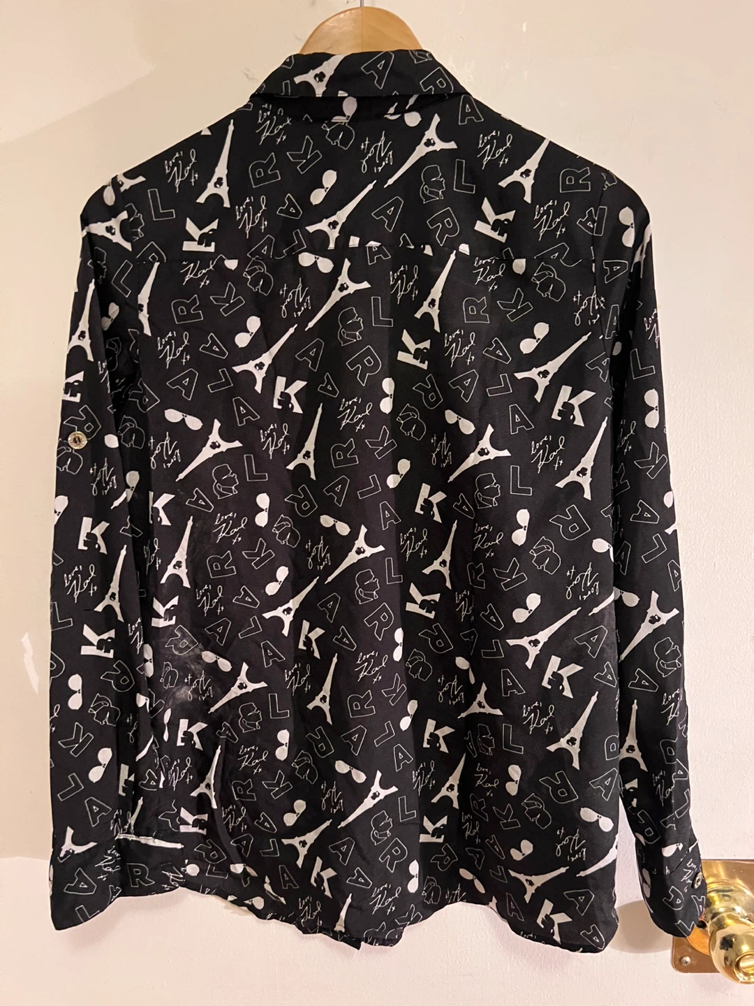 Karl Lagerfeld Paris Black Eiffel Tower Print Button-Up Shirt - photo 2