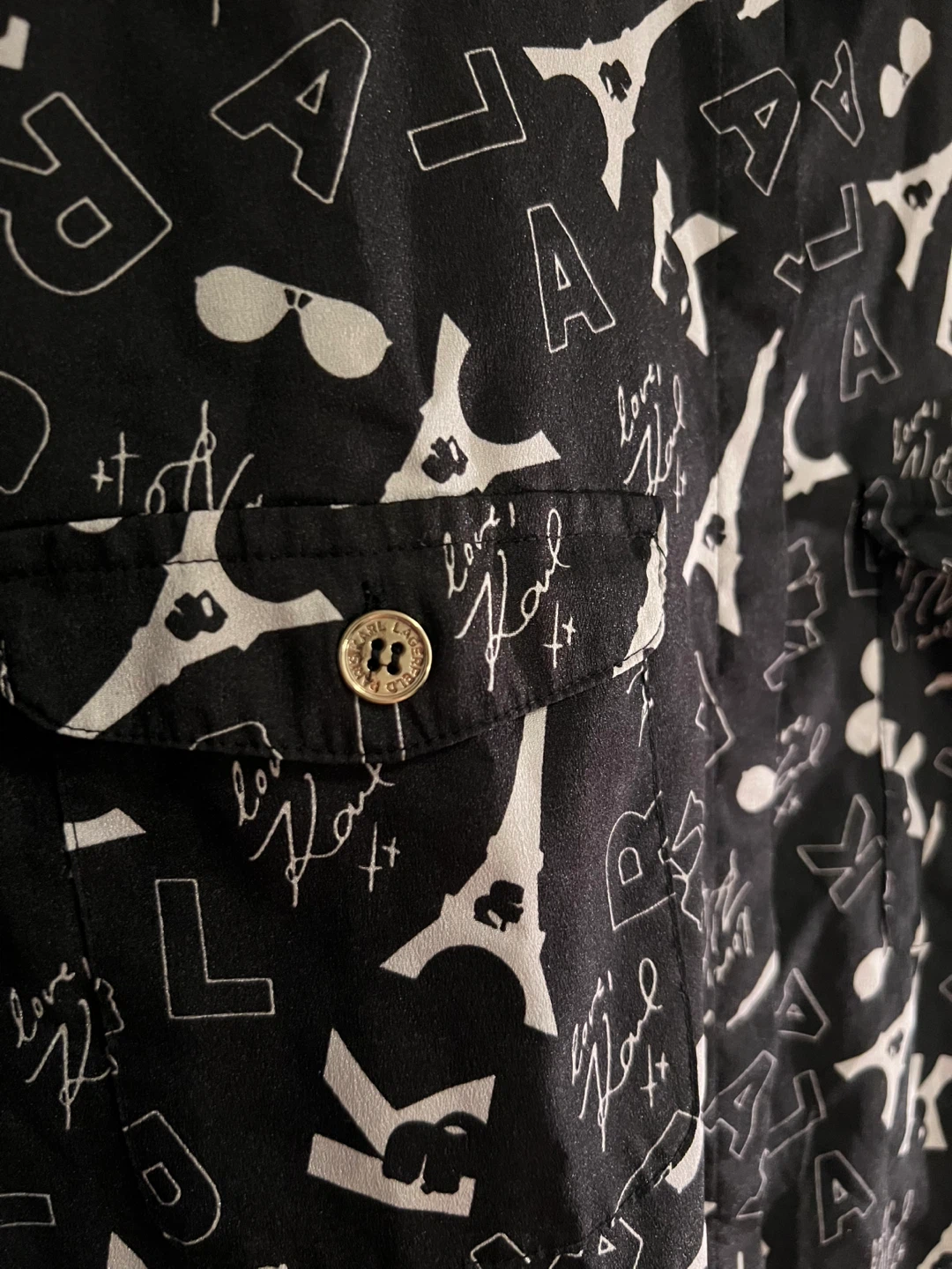Karl Lagerfeld Paris Black Eiffel Tower Print Button-Up Shirt - photo 5