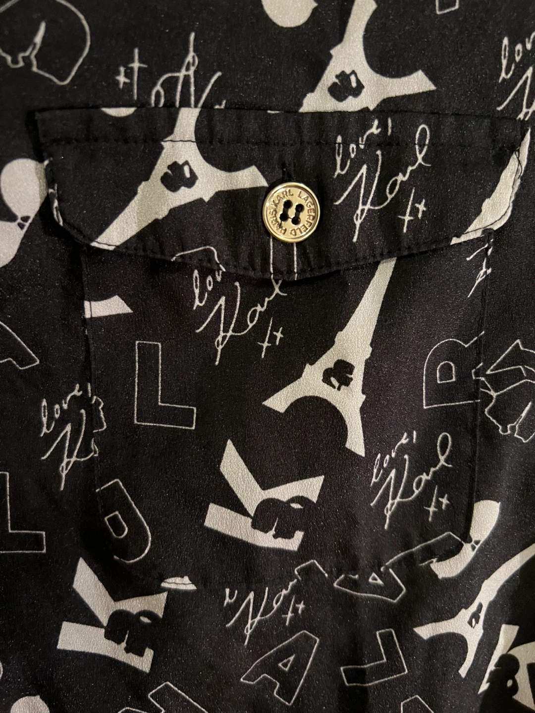 Karl Lagerfeld Paris Black Eiffel Tower Print Button-Up Shirt - photo 3
