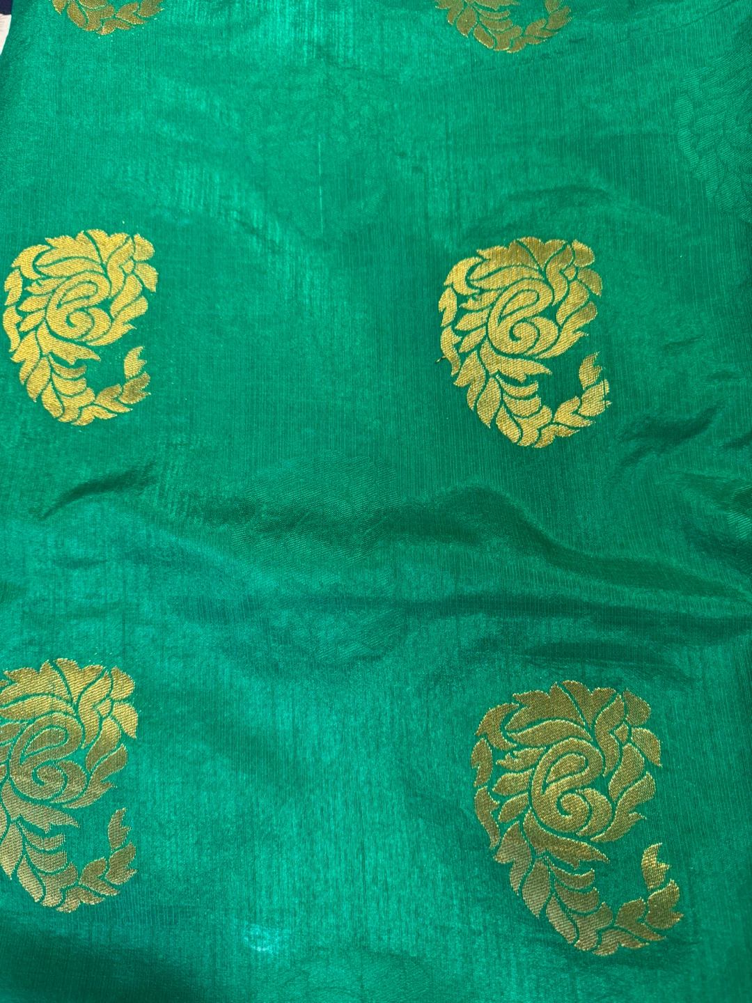 Teal and Orange Saree with Gold Paisley Design - photo 3