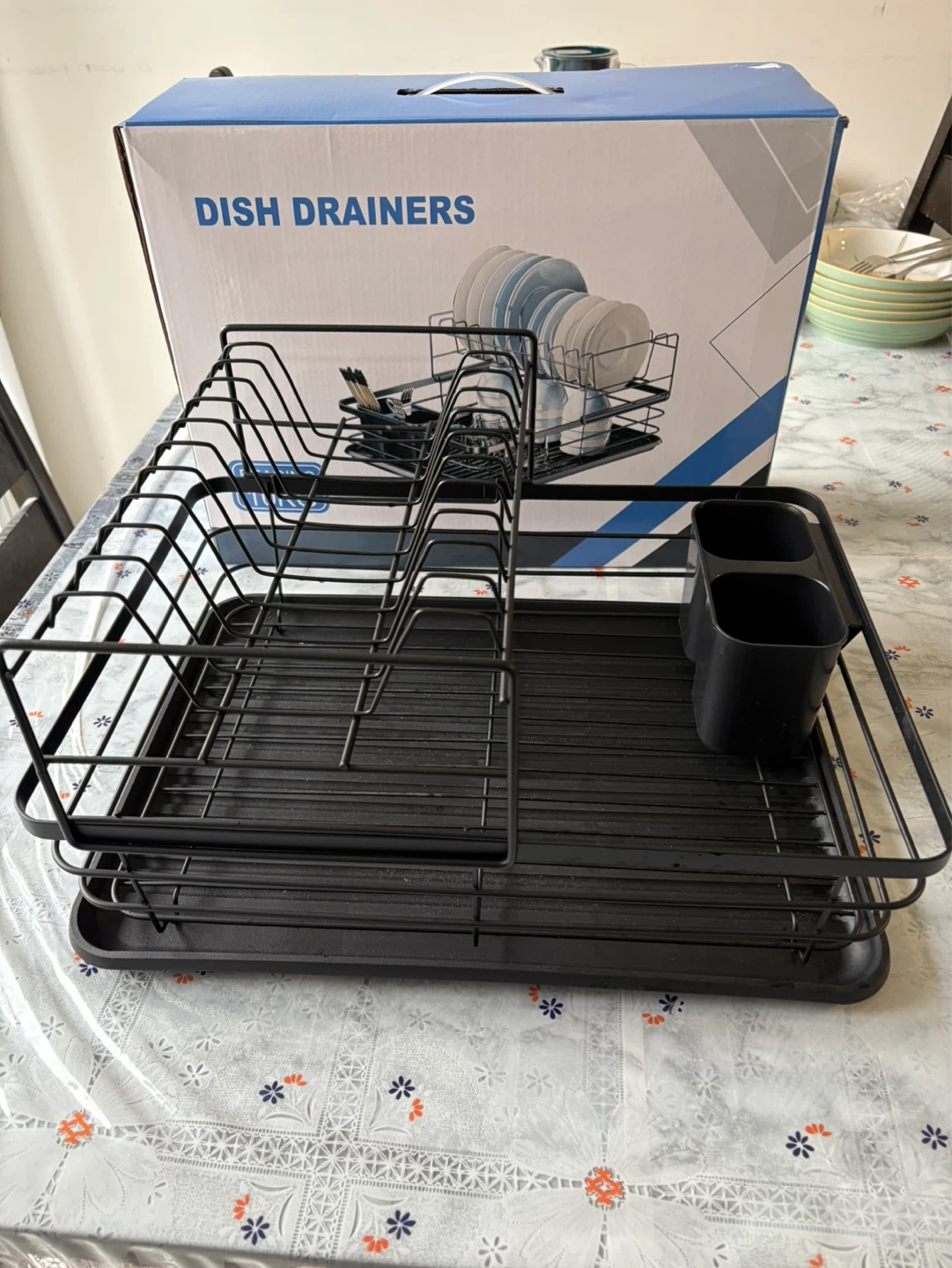Brand New Black Dish Drying Rack with Drain Tray