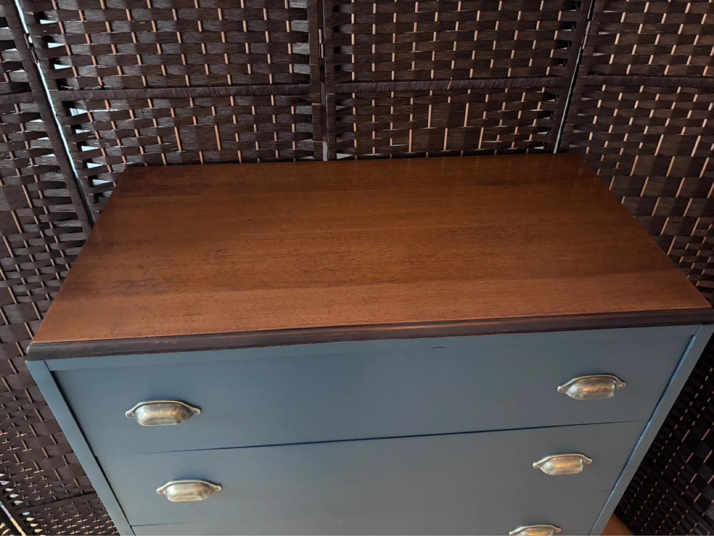 Blue Dresser with 5 Drawers and Cabinet Doors - photo 3