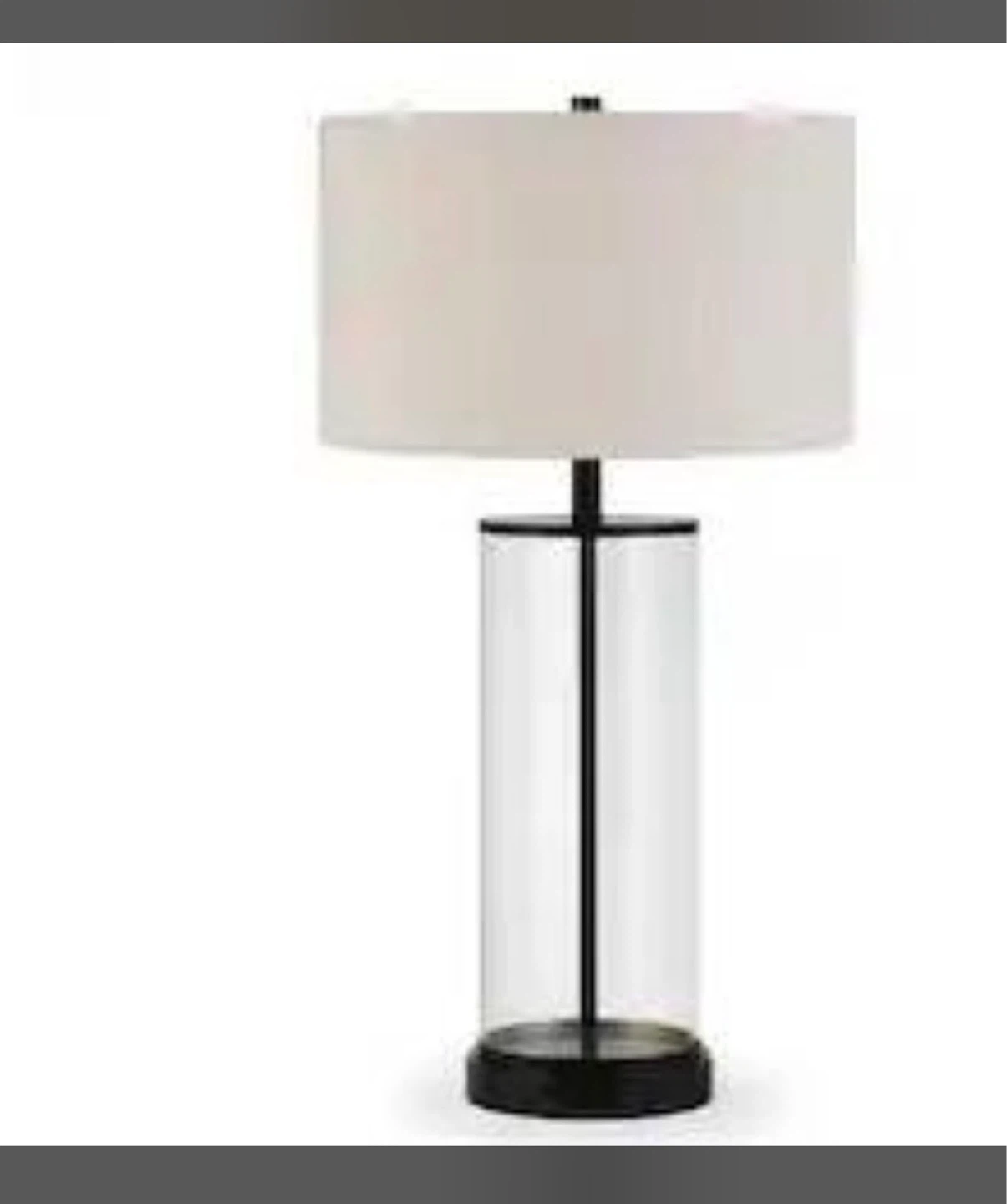 Cylindrical Glass Table Lamp with White Shade