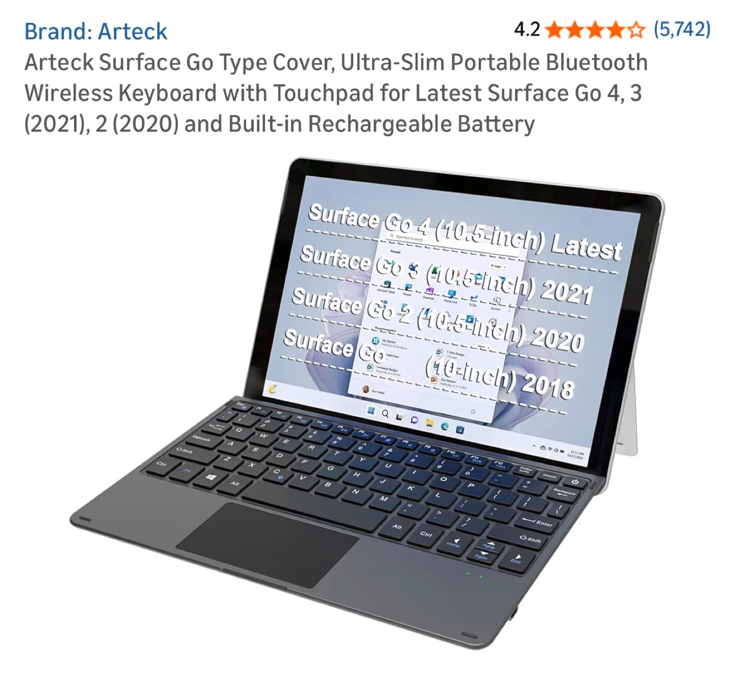 Surface Go Type Cover Ultra-Slim Bluetooth Keyboard - photo 2