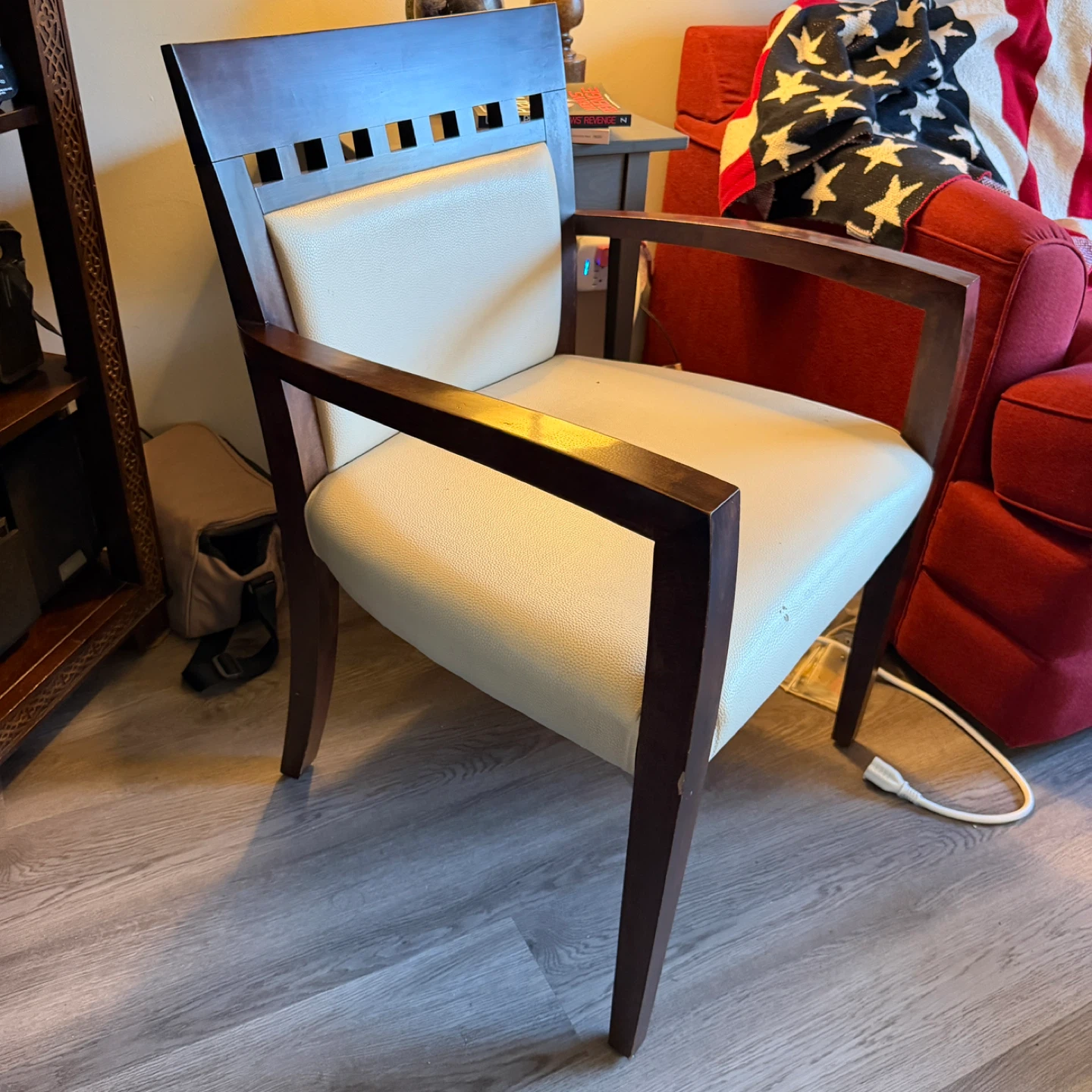 Wooden Armchair with Cream Upholstery - photo 2