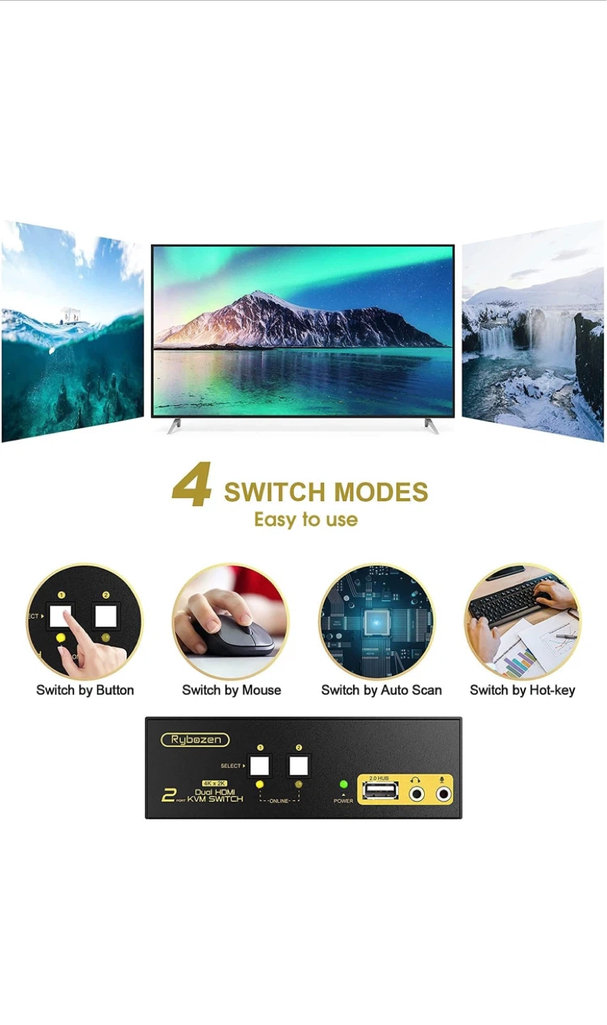 Rybozen 4K Dual HDMI KVM Switch - photo 2