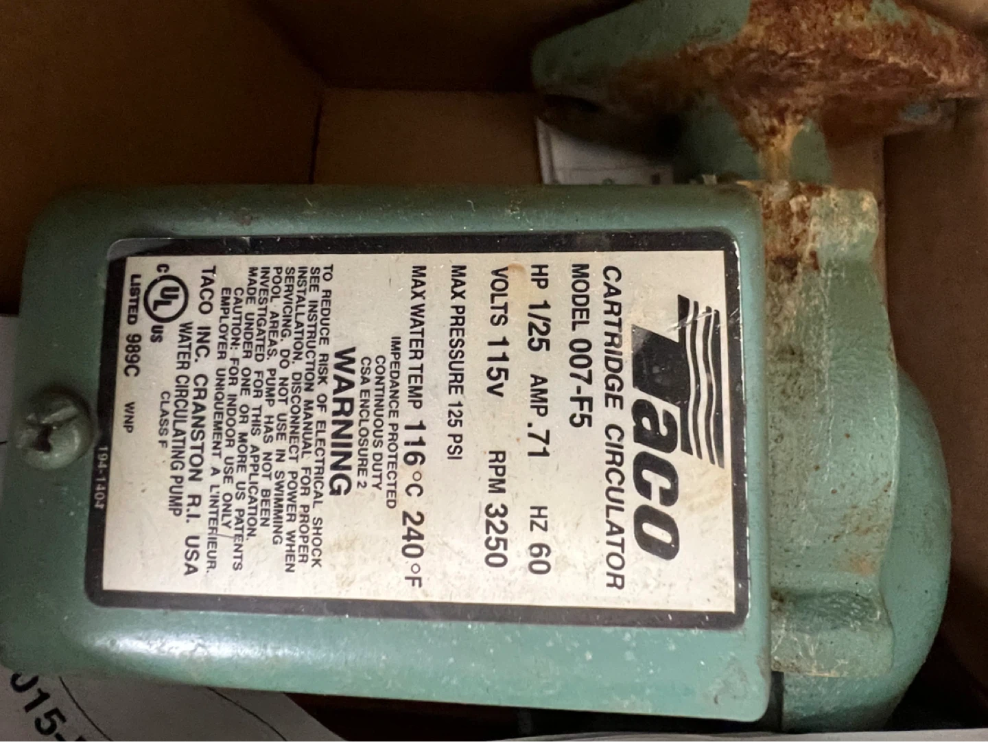 Taco 007-F5 Cartridge Circulator Pump - photo 3