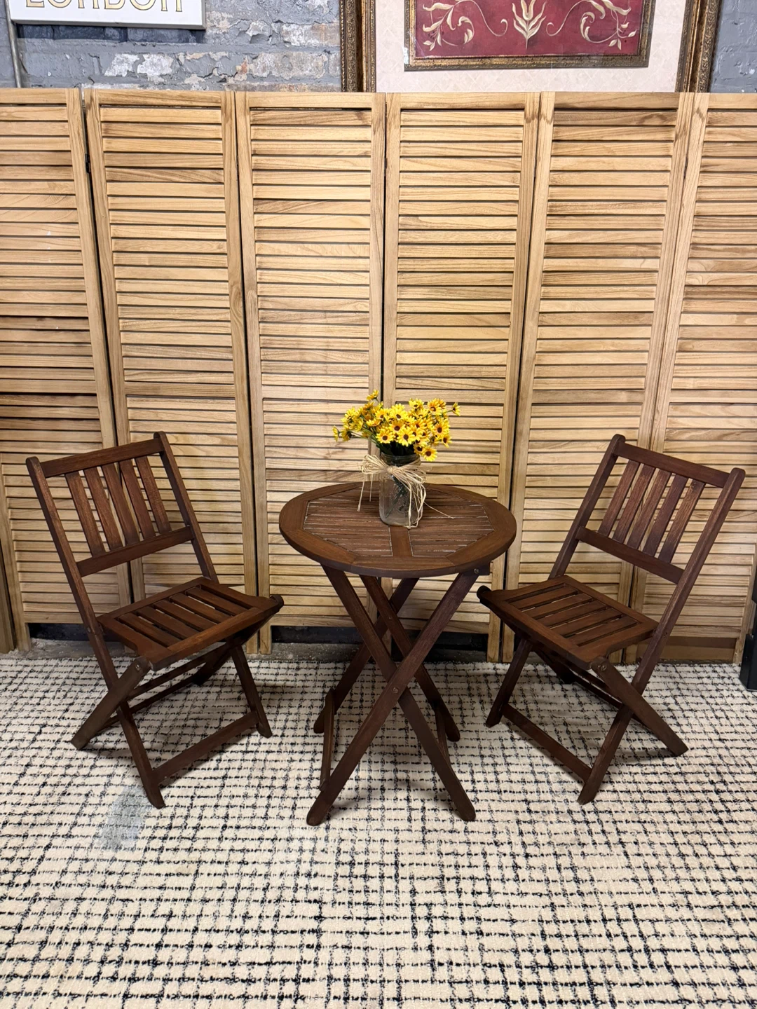 Wooden Folding Bistro Set