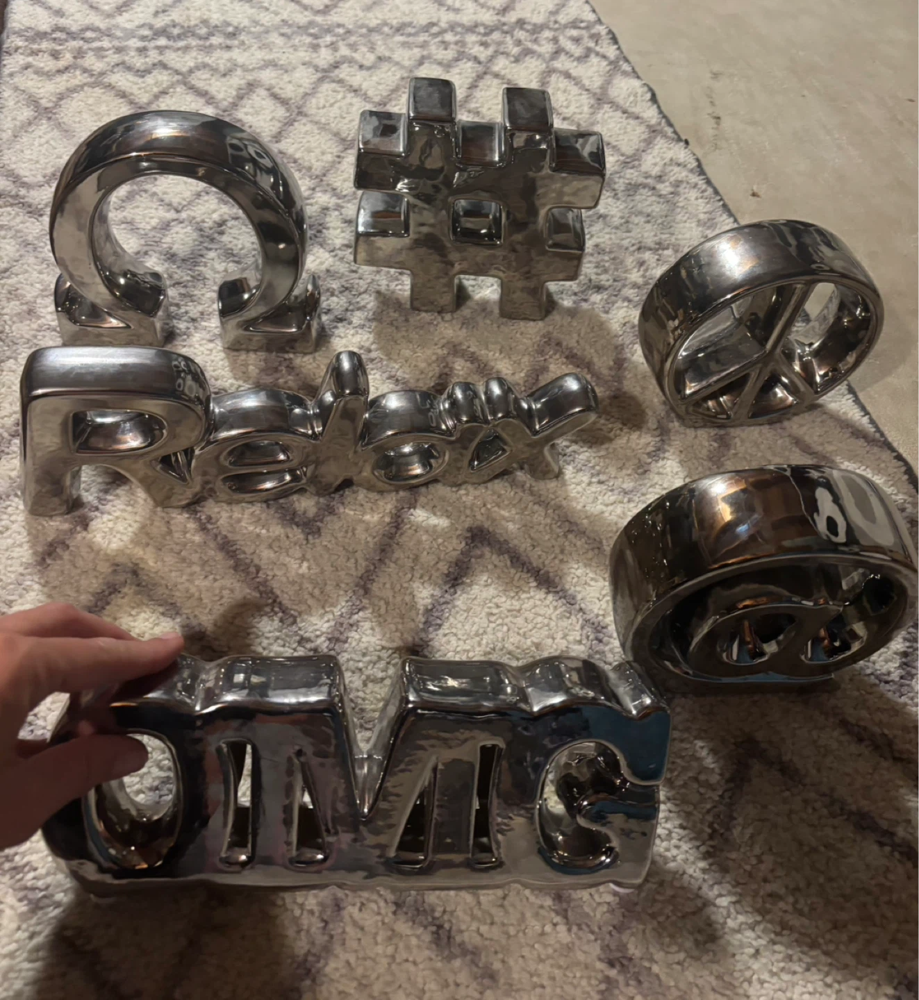 Silver Decorative Word & Symbol Figurines - photo 2