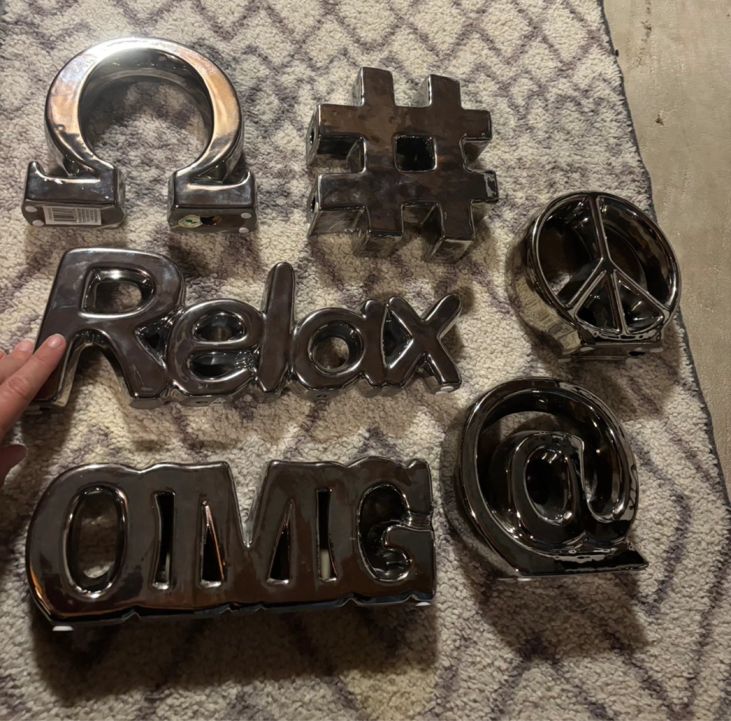 Silver Decorative Word & Symbol Figurines