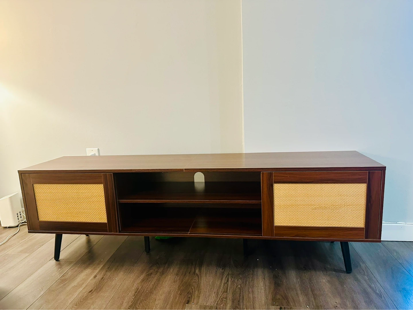 Mid-Century Modern Rattan TV Stand - photo 2