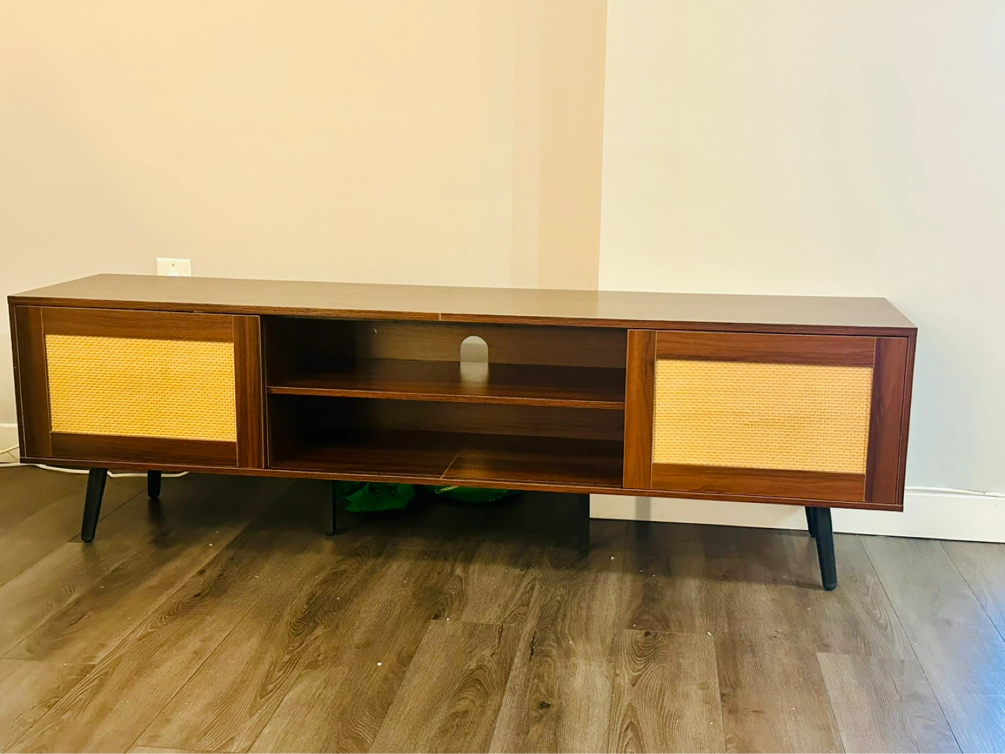 Mid-Century Modern Rattan TV Stand