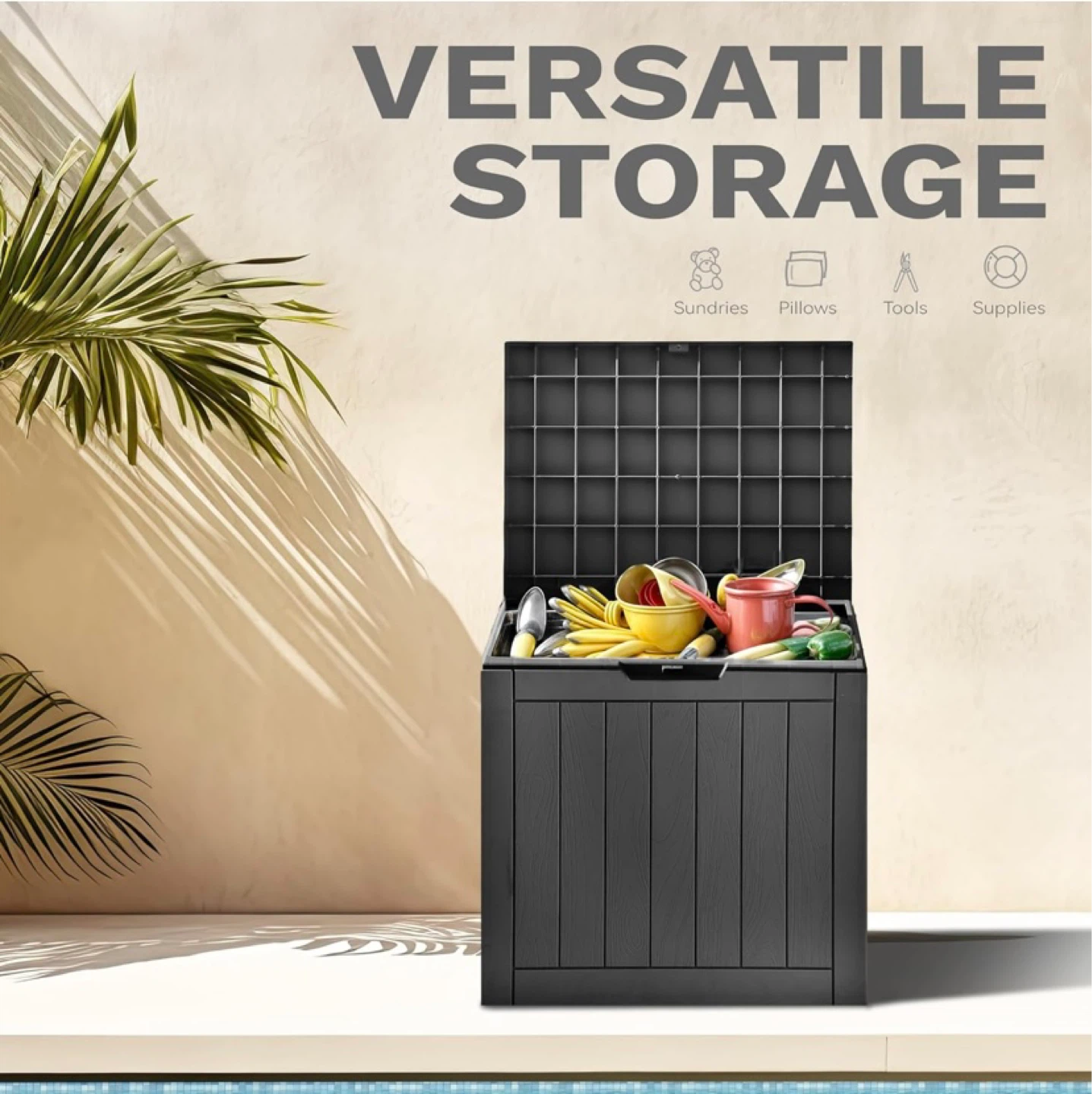 New 30 Gallon Deck Box Outdoor Storage Black - photo 4