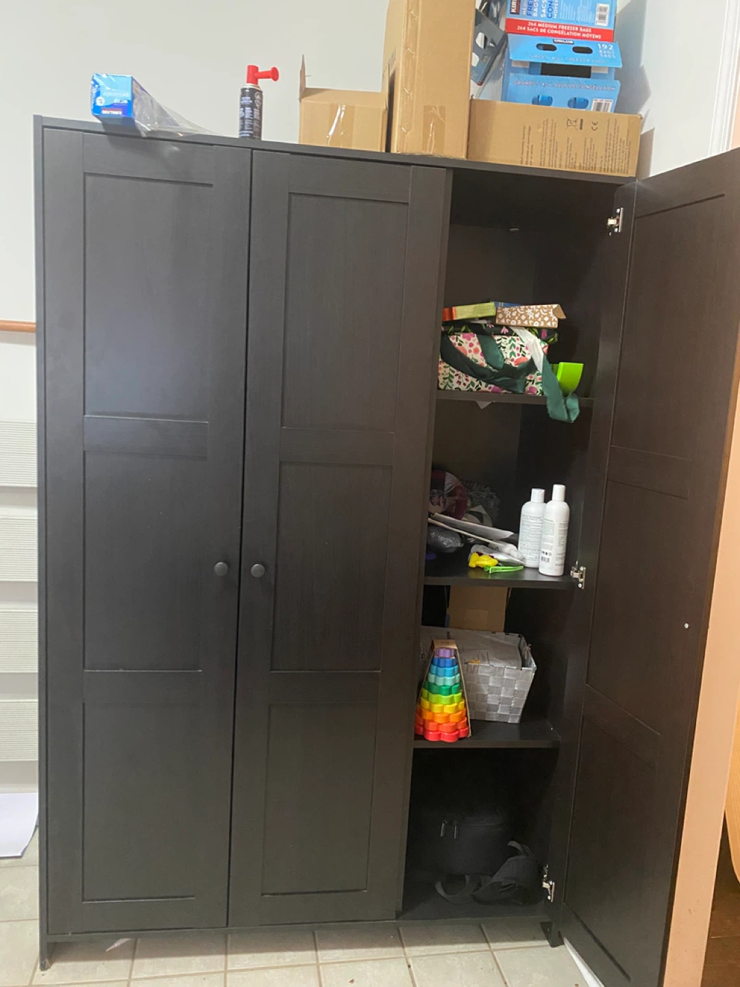 IKEA Dark Brown Three-Door Wardrobe - photo 2