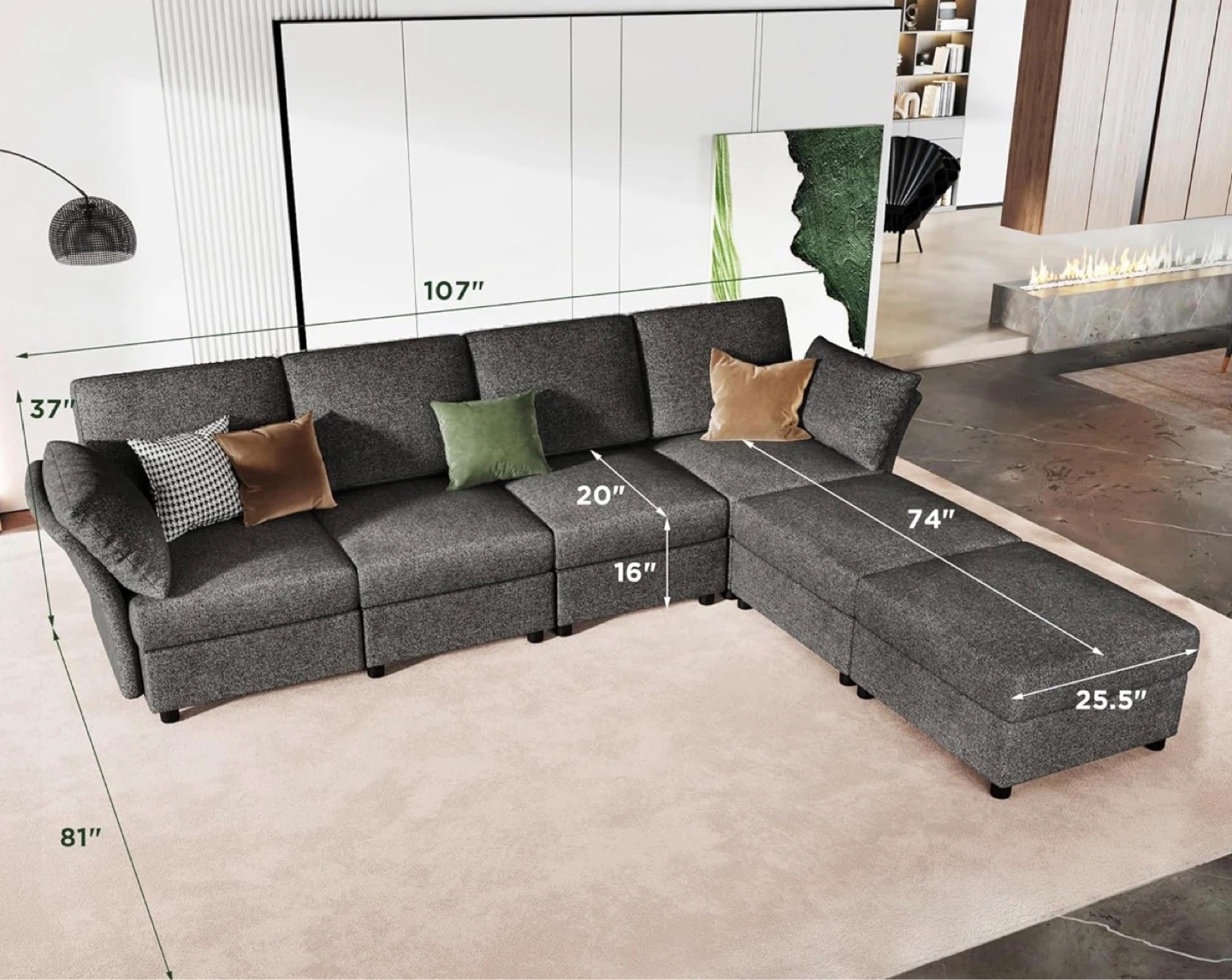 Modular Sectional Sofa - Gray Fabric