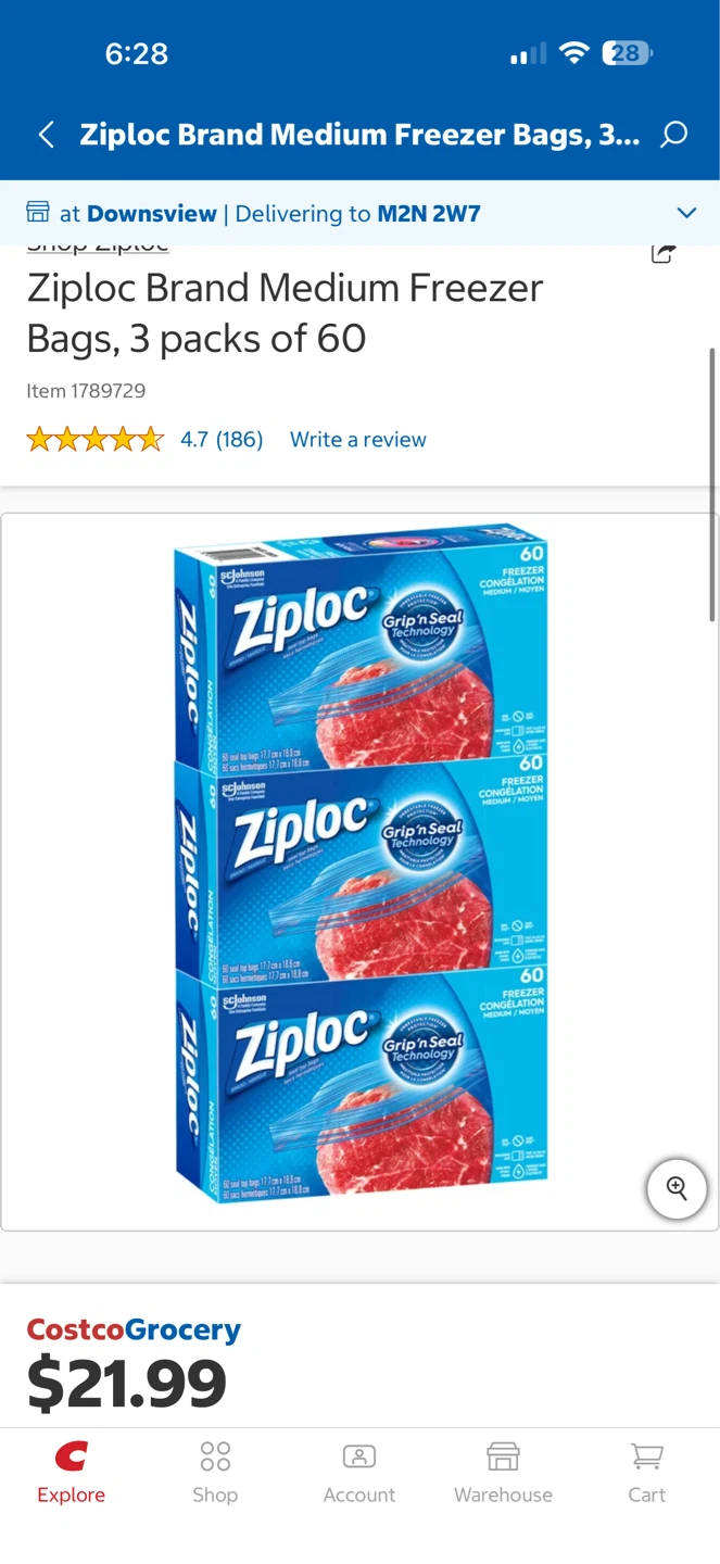 Ziploc Medium Freezer Bags, 3 Packs of 60 - photo 2