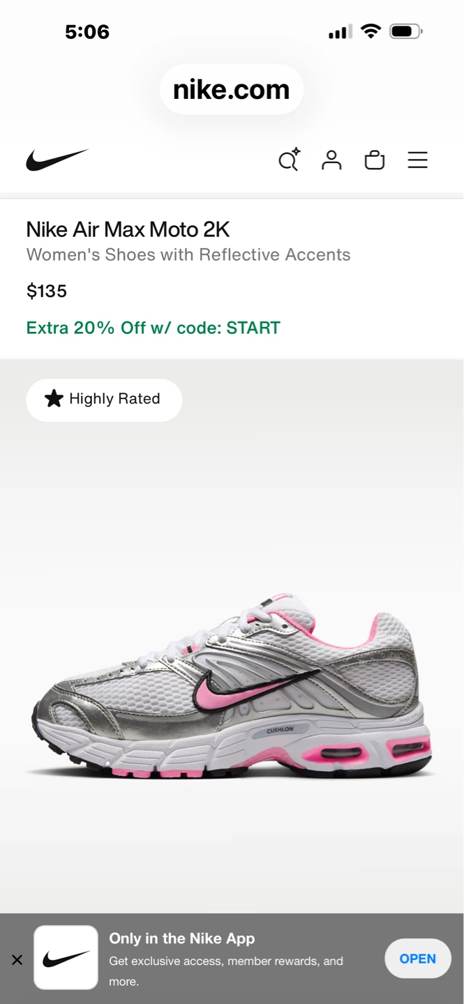 Nike Air Max Moto 2K Women's Shoes White/Pink Size 9