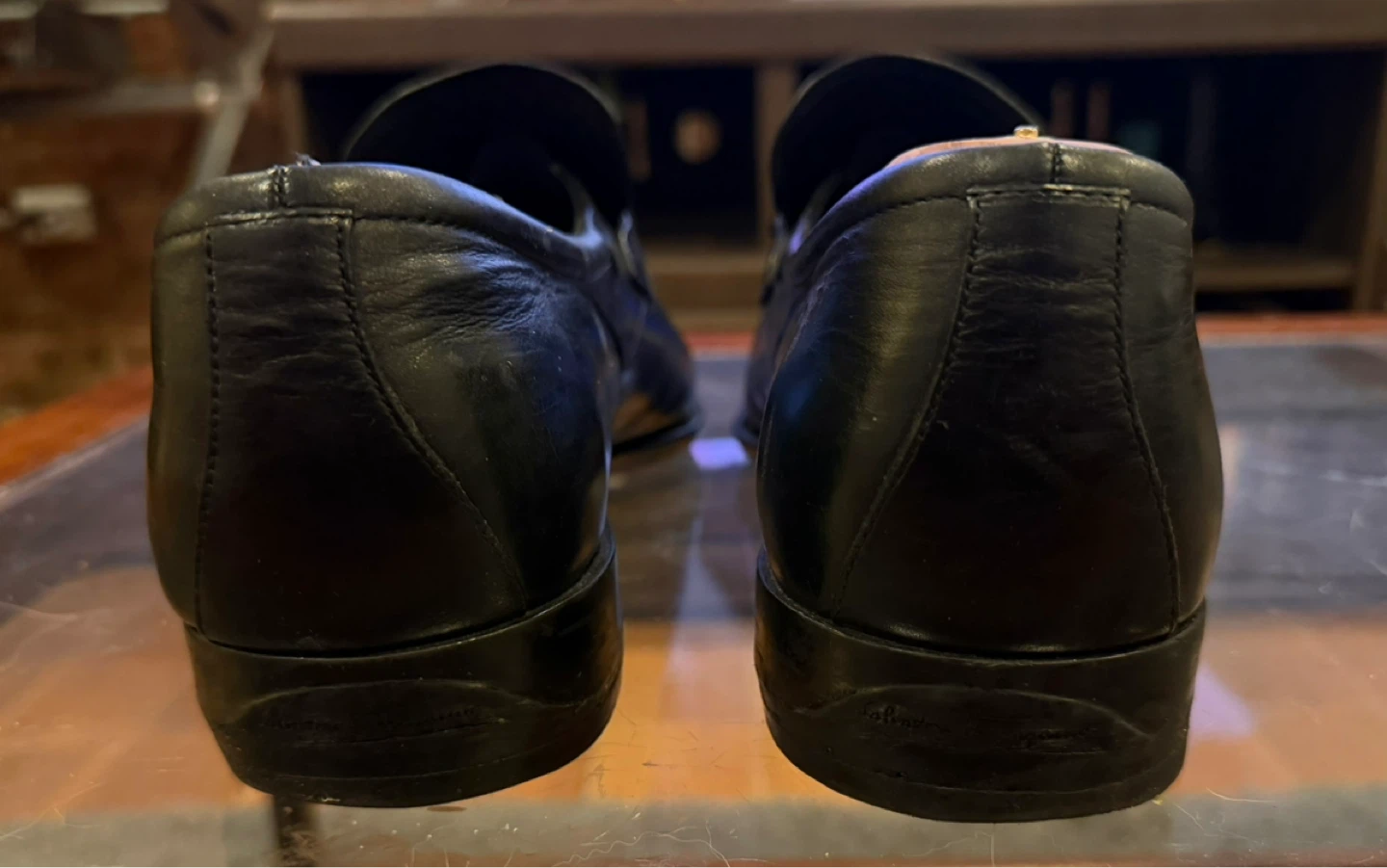 Salvatore Ferragamo Black Leather Loafers - Size 11.5 - photo 3