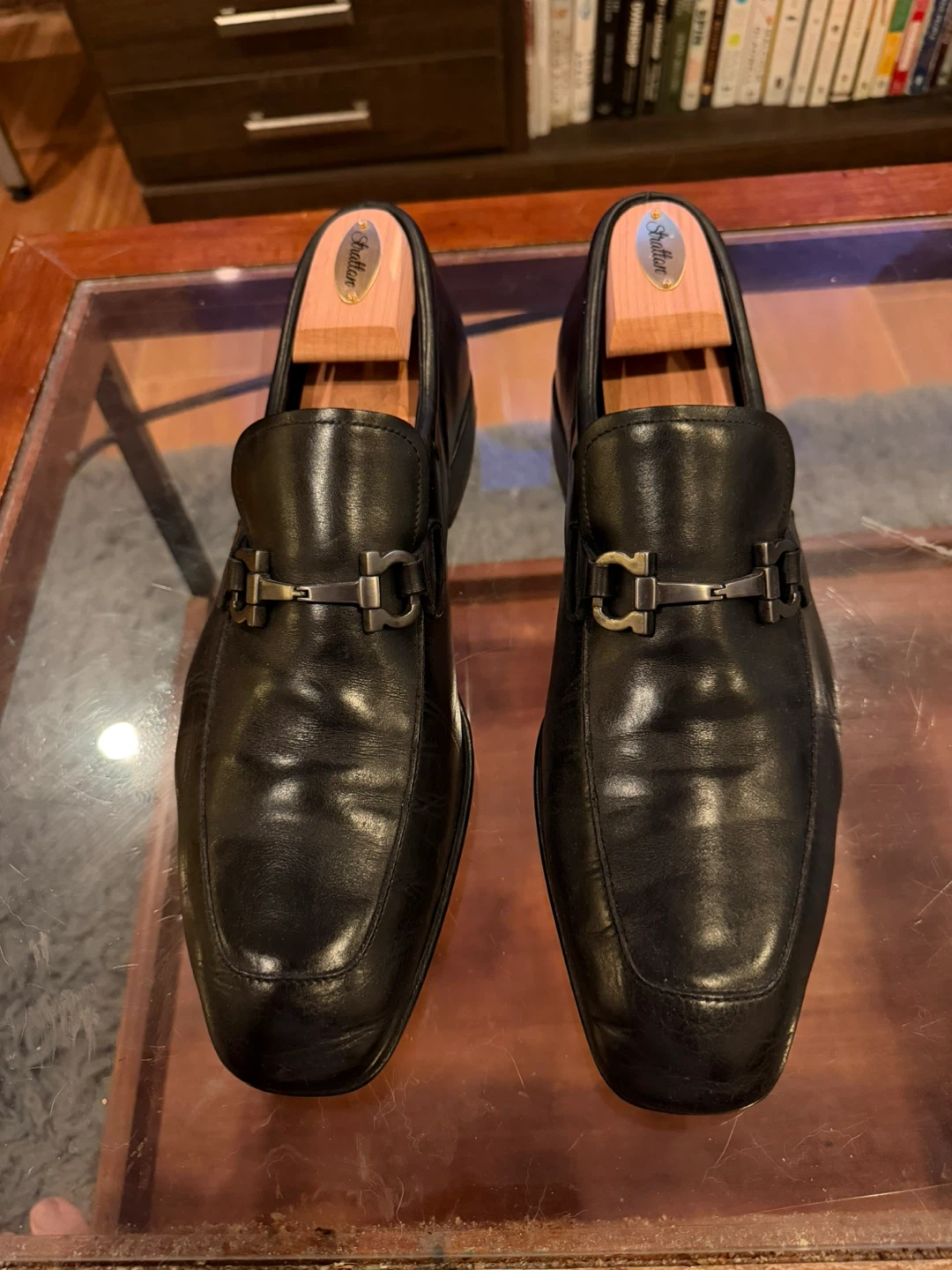 Salvatore Ferragamo Black Leather Loafers - Size 11.5