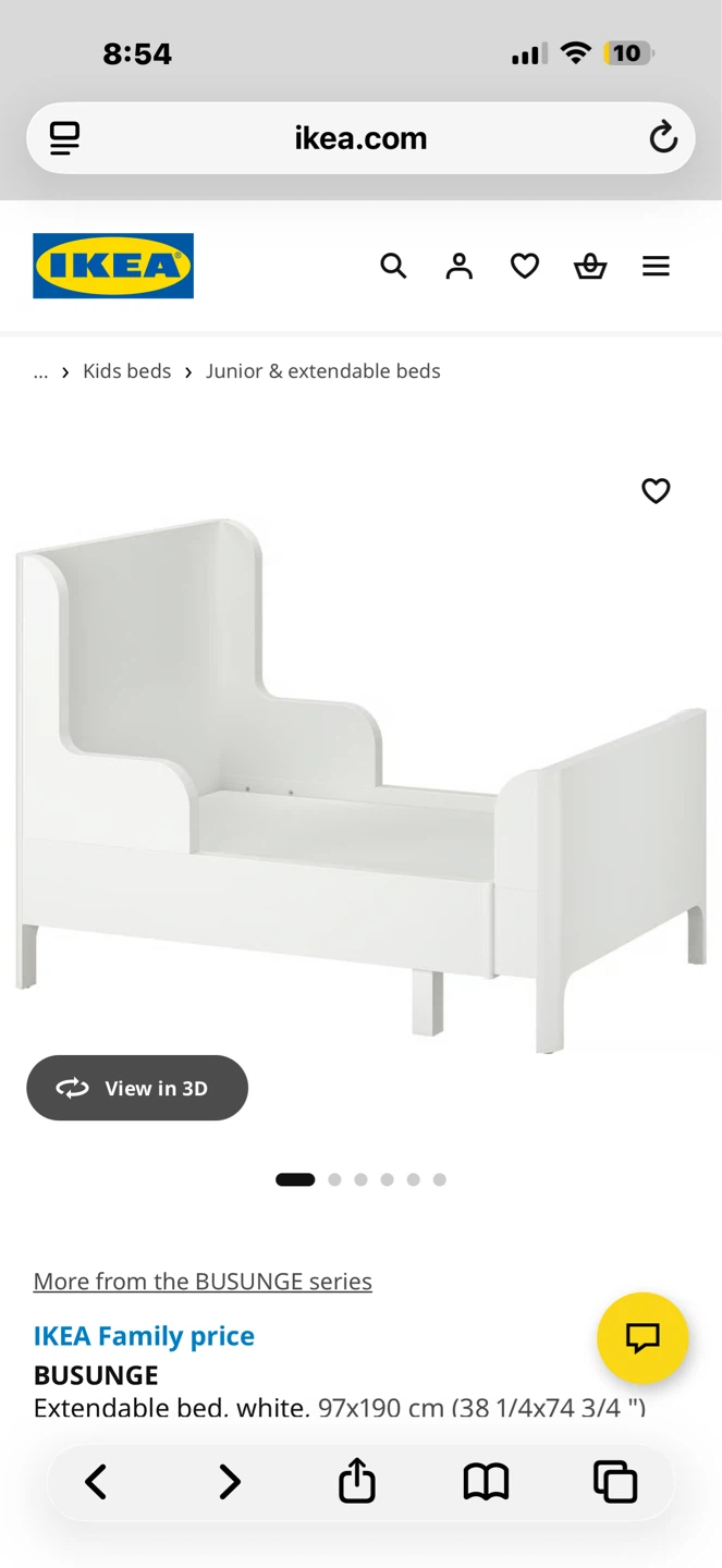 IKEA BUSUNGE Extendable Junior Bed - White