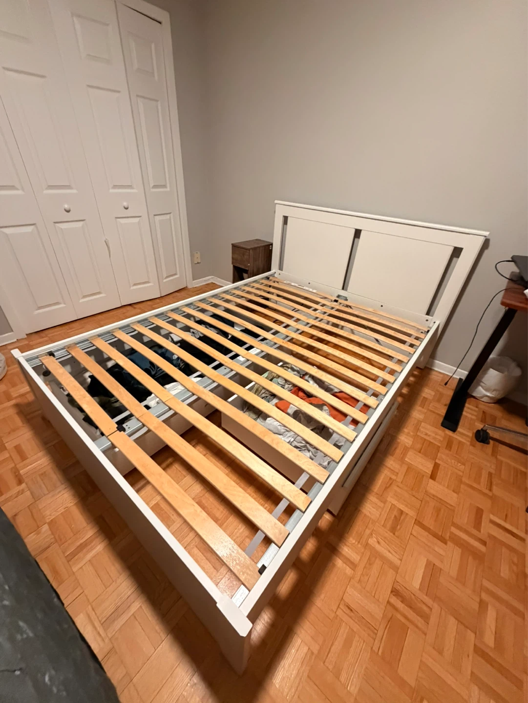 IKEA Songesand White Bed Frame Full/Double with Storage Drawers