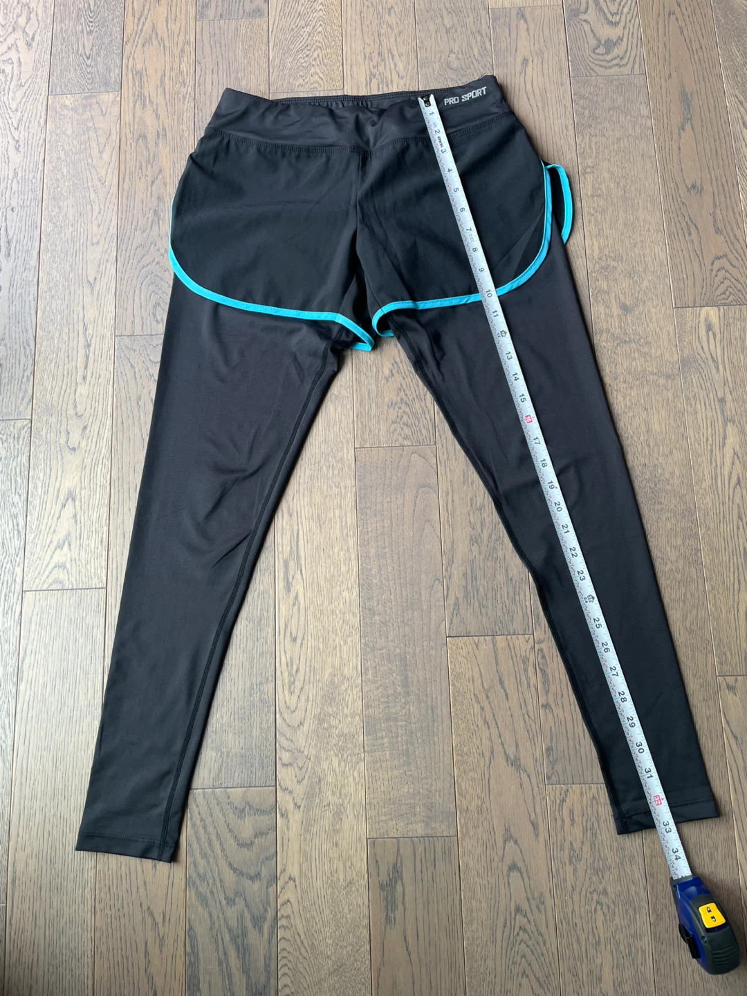 PRO SPORT Black & Blue Athletic Leggings with Built-in Shorts - photo 2