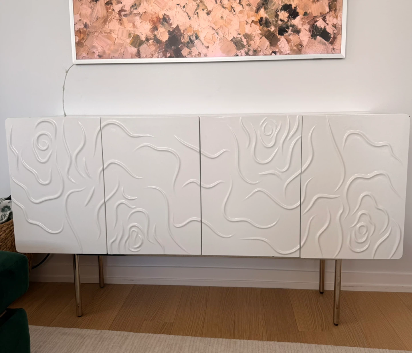 Homary Modern White Carved Credenza