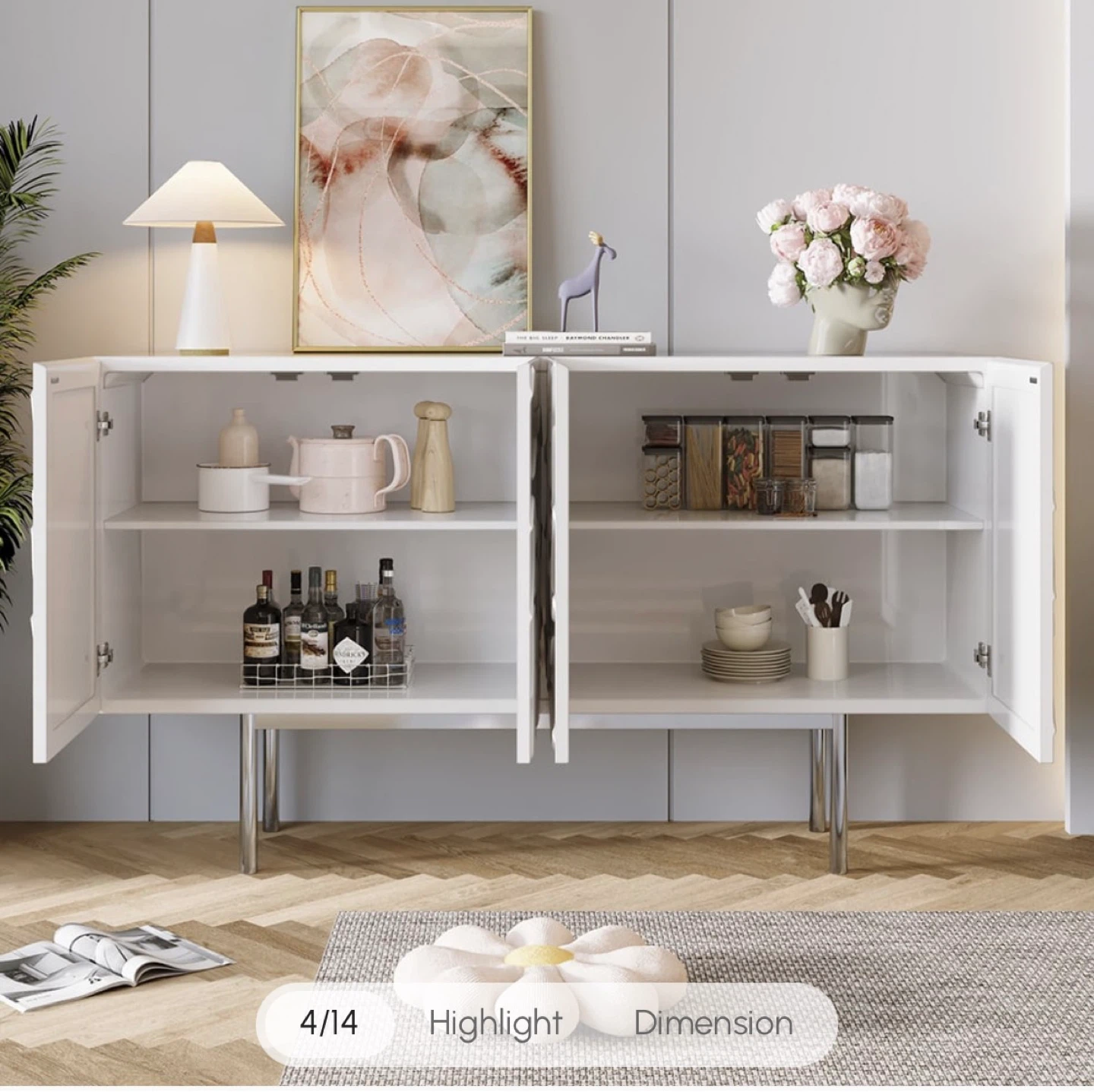 Homary Modern White Carved Credenza - photo 3