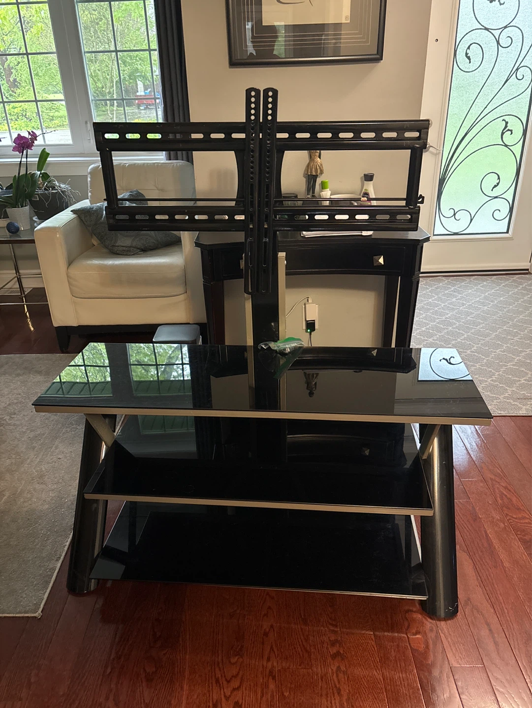 Black Glass TV Stand with Mount