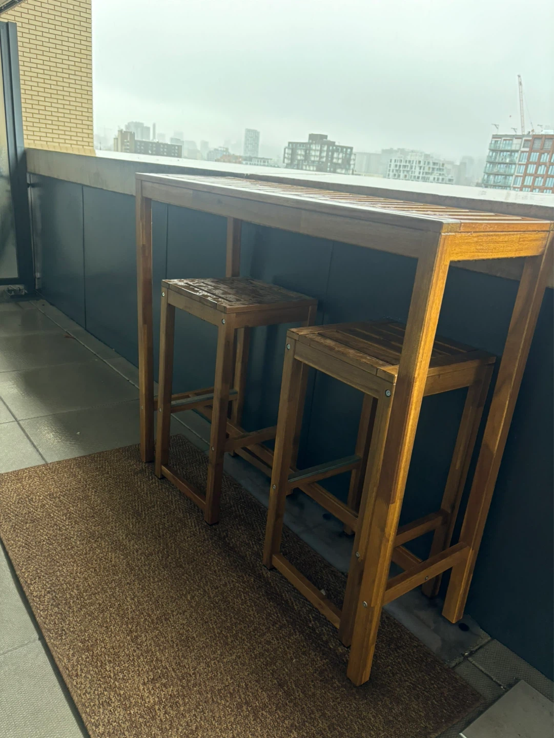 Wooden Bar Table and Stools Set